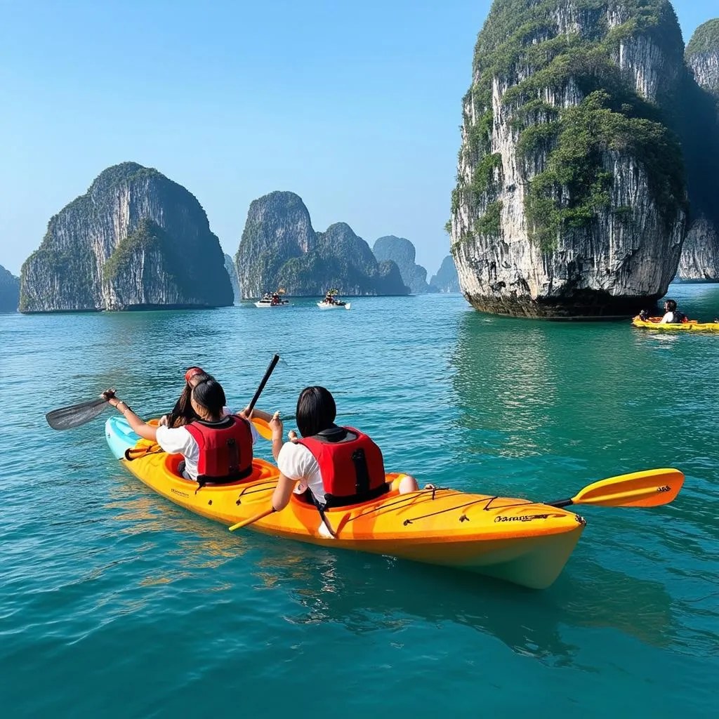 Kayaking in Ha Long Bay