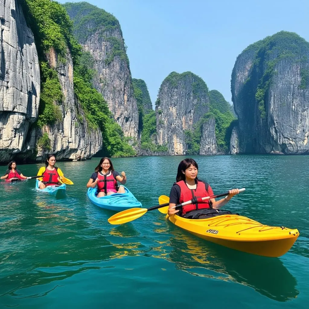 Kayaking in Halong Bay