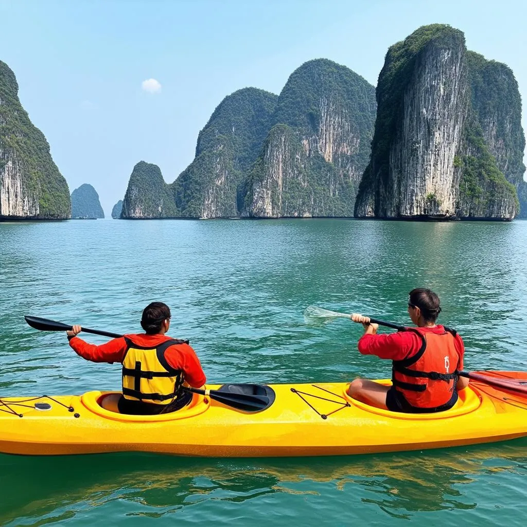 Kayaking in Halong Bay