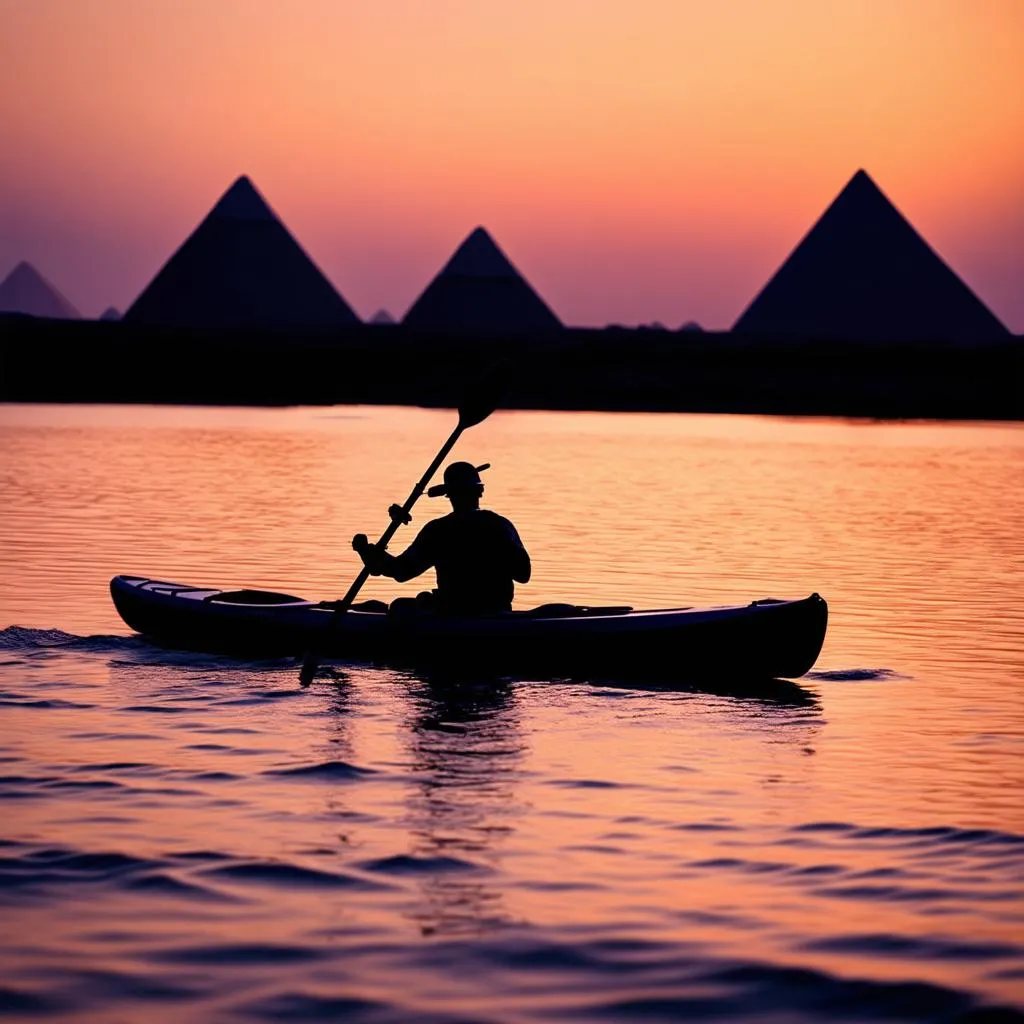 Kayaking at Sunset on the Nile