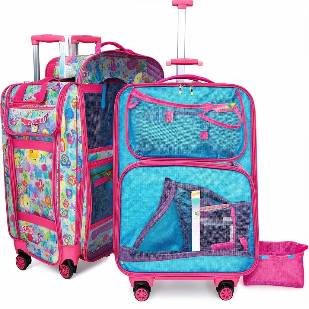 colorful kids rolling suitcase