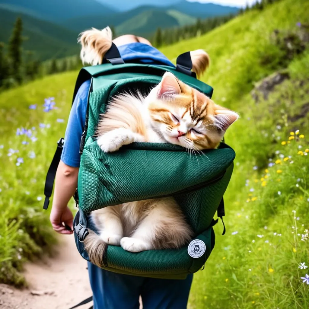 Peaceful Kitten Hiking Adventure