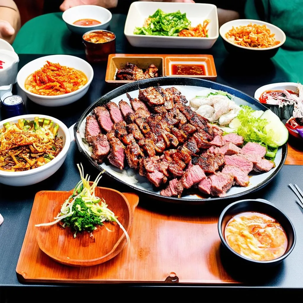 Korean BBQ spread