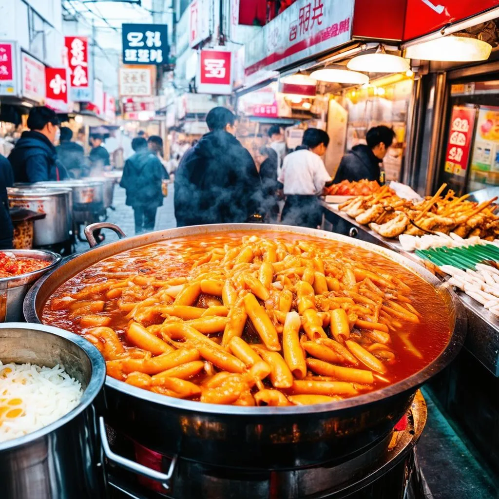 bustling street food stall