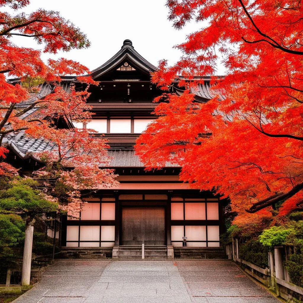 Kyoto Temple in Autumn