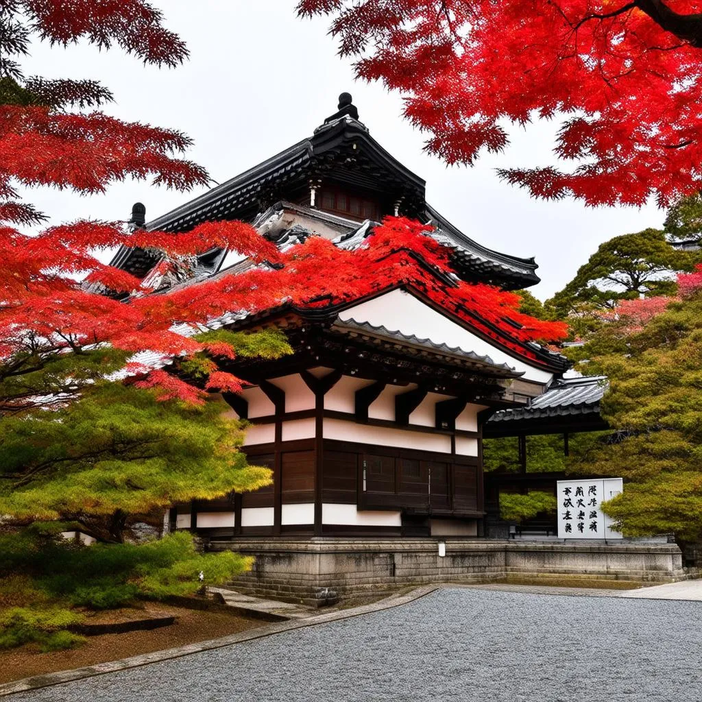 Kyoto Temple in Autumn