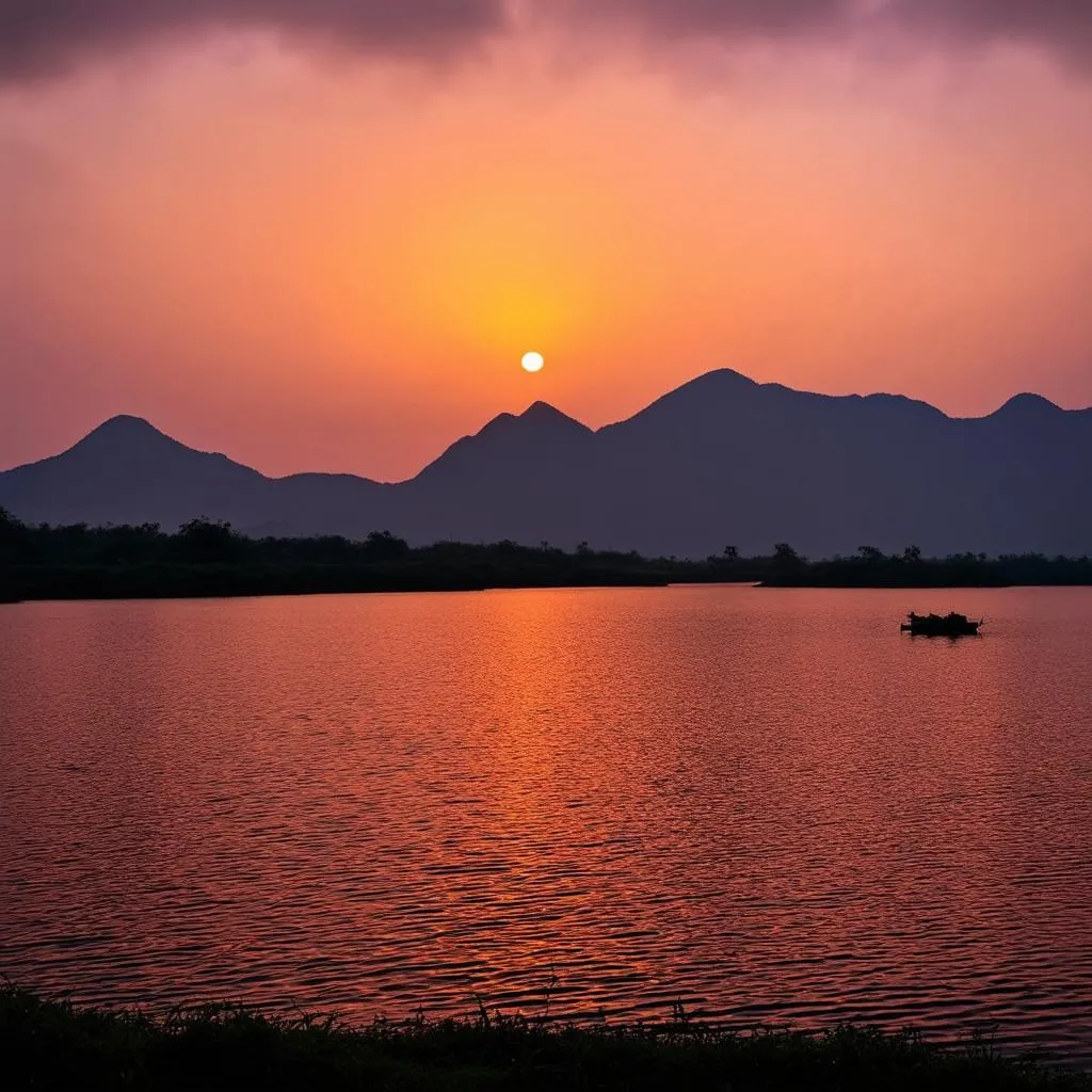 Sunset over Lak Lake