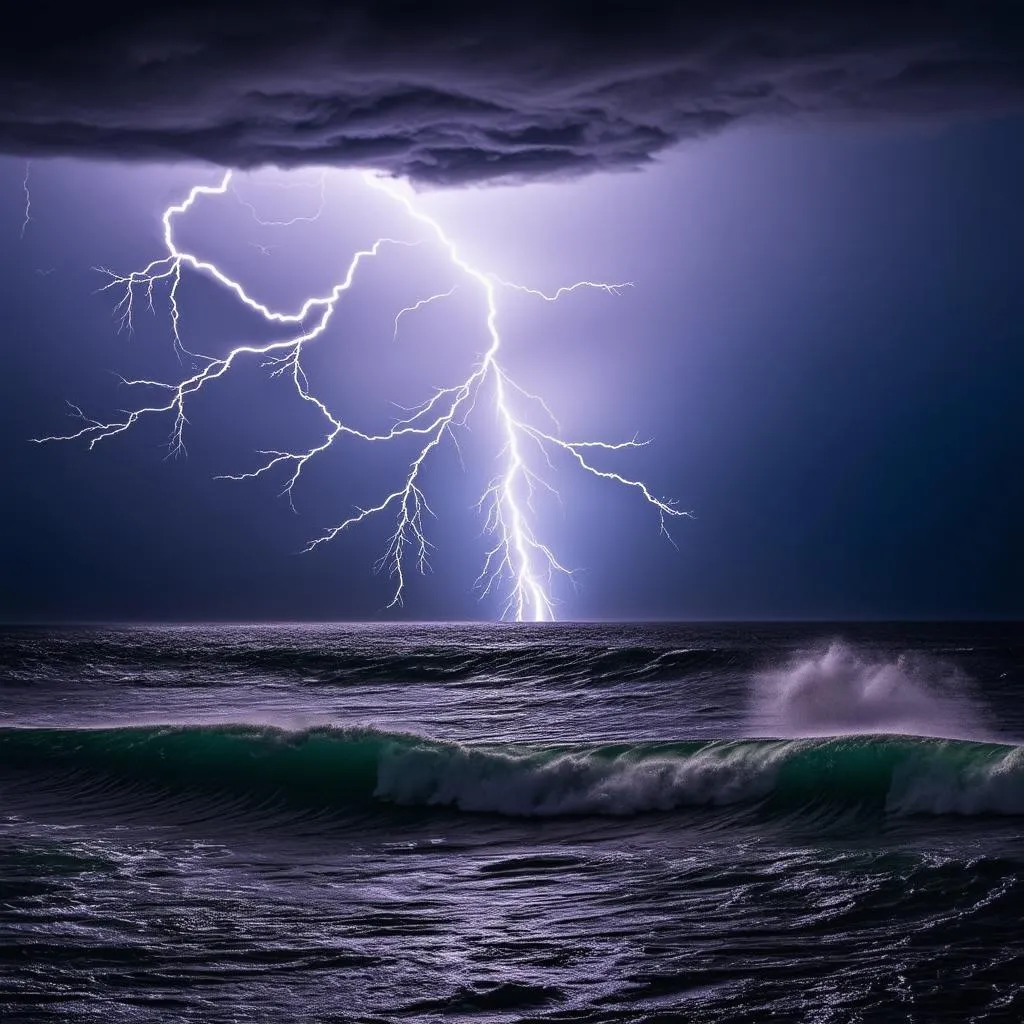 Lightning Storm at Sea