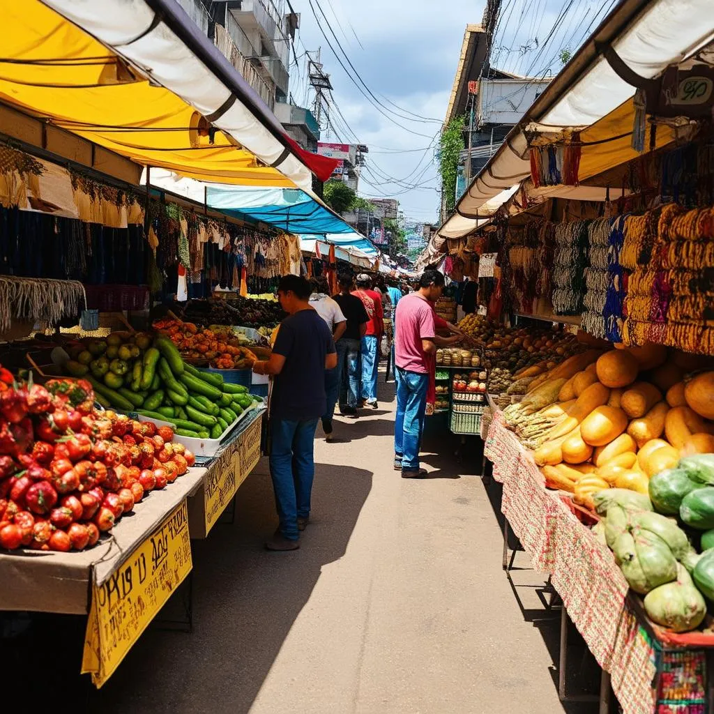 people shopping at a market