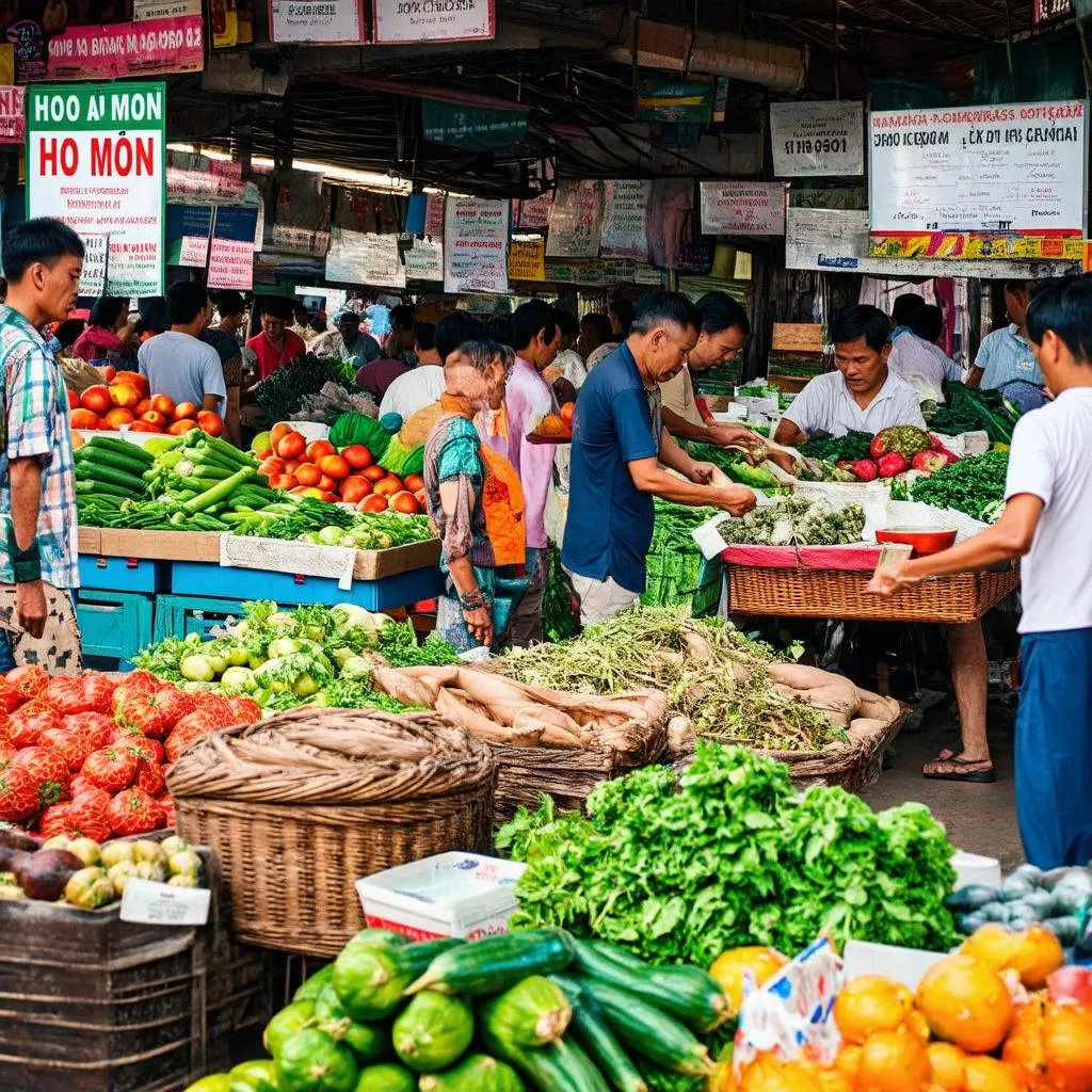 Local market in Hoc Mon