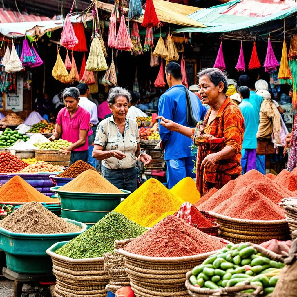 Bustling Market with Local Vendors