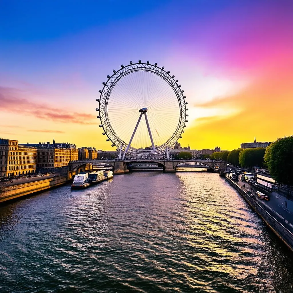 London Eye at sunset