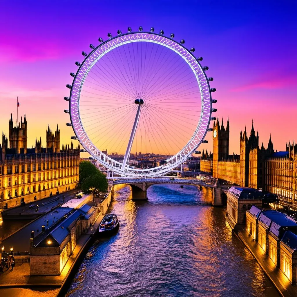 London Eye at sunset