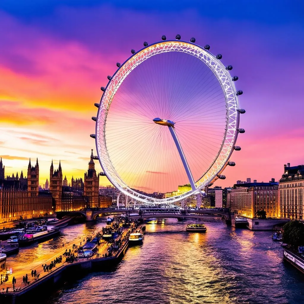 London Eye at sunset