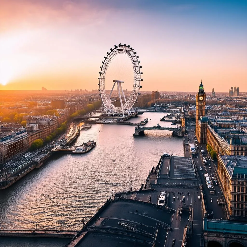 London Eye at sunset