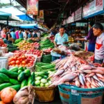 Bustling market scene in Long Xuyen