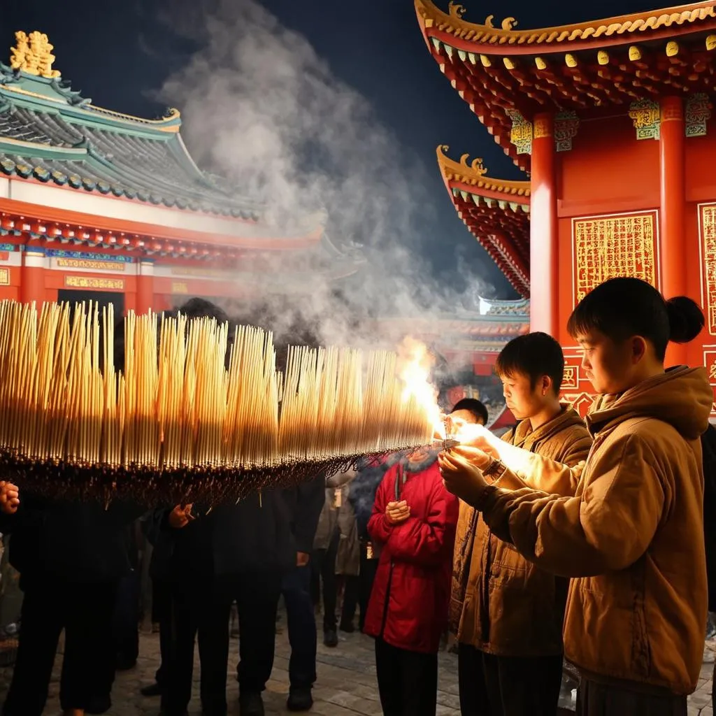 Worshippers at Longshan Temple