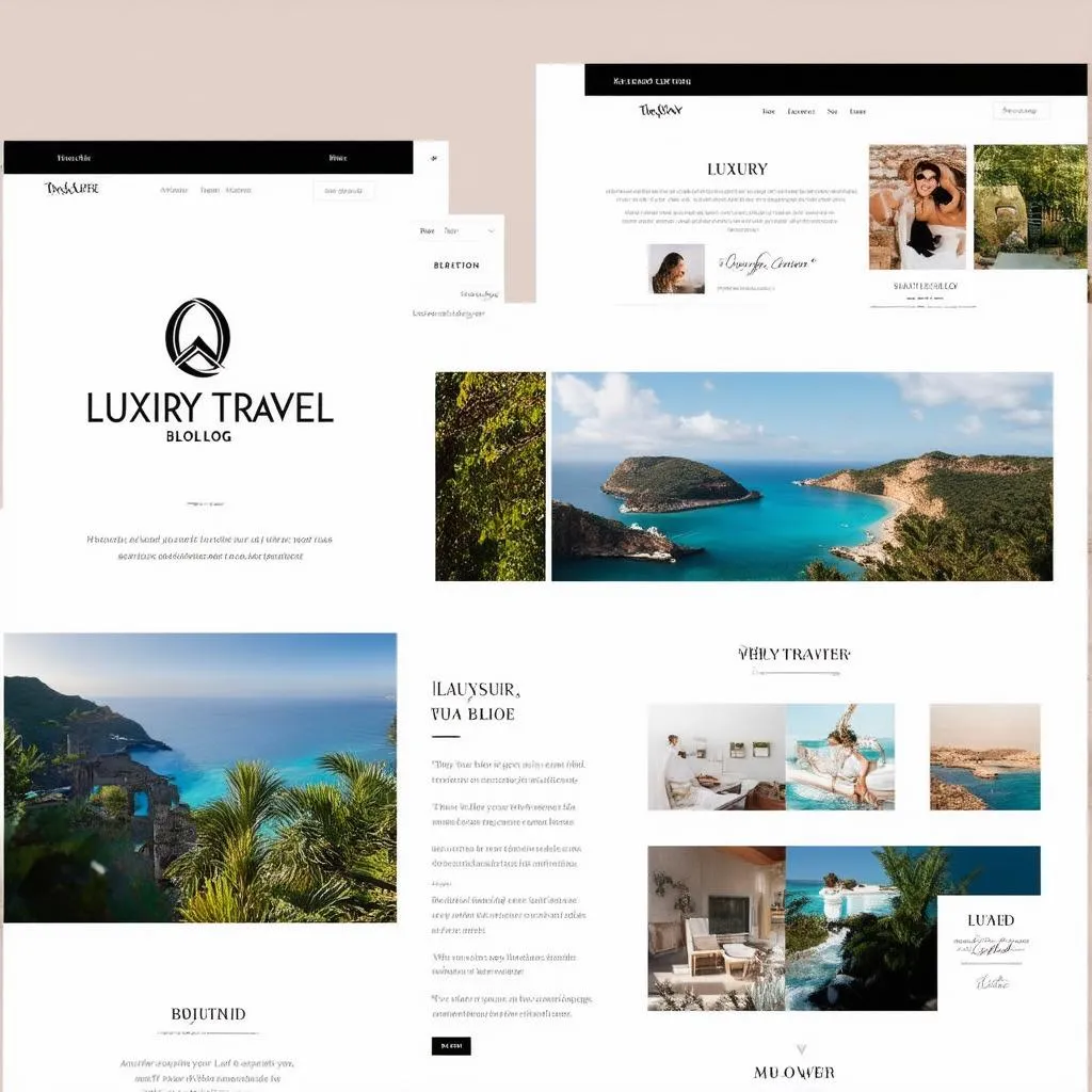 Luxury travel blog website mockup with a cohesive brand identity