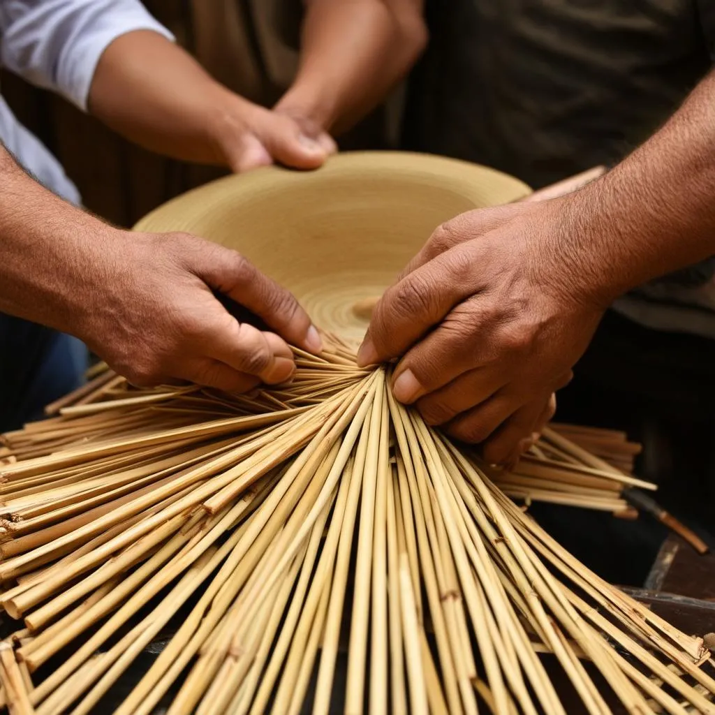 Conical hat frame making