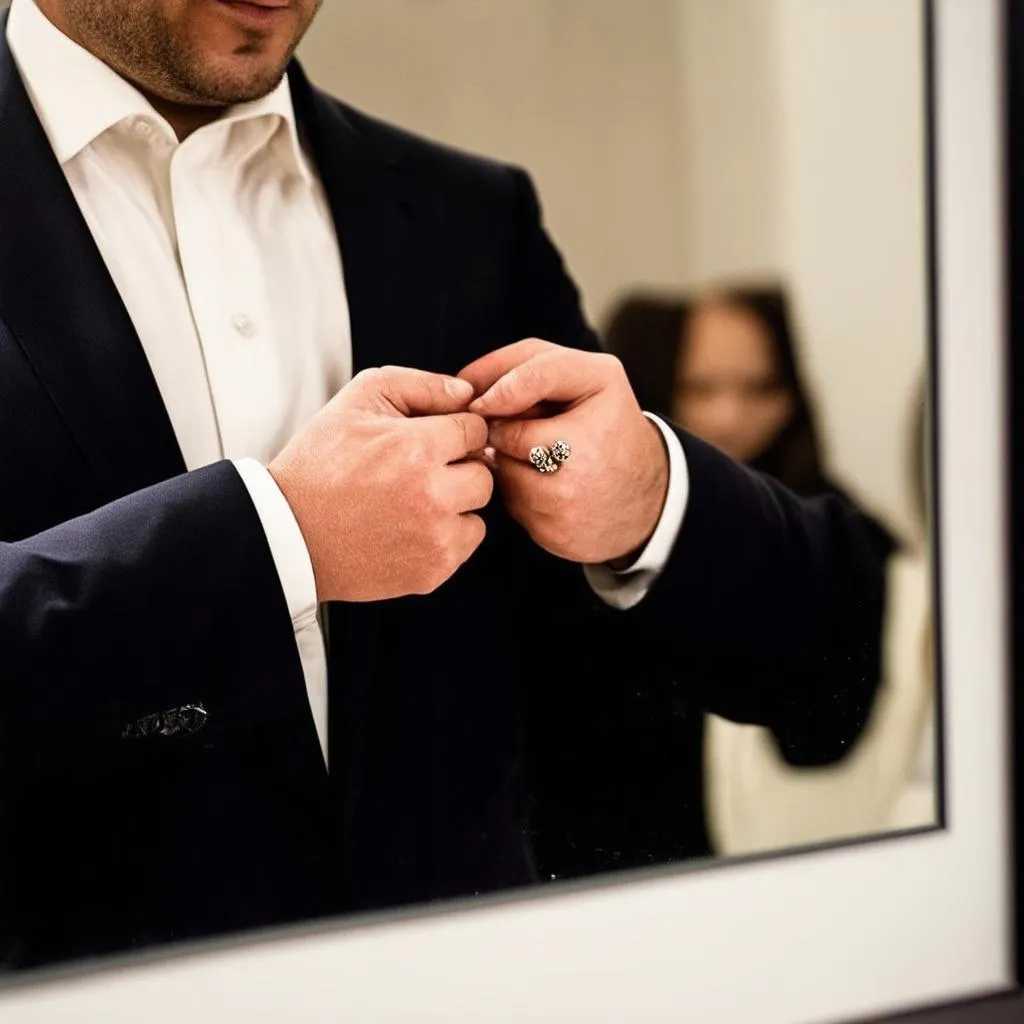 Man Adjusting Cufflinks