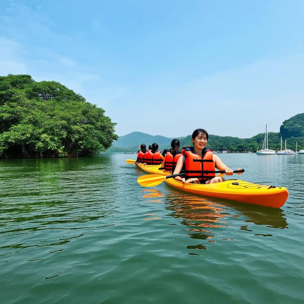 Tourists kayaking in Marina Chau Pha