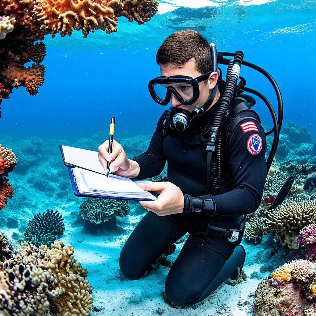 Marine Biologist Studying Coral Reef