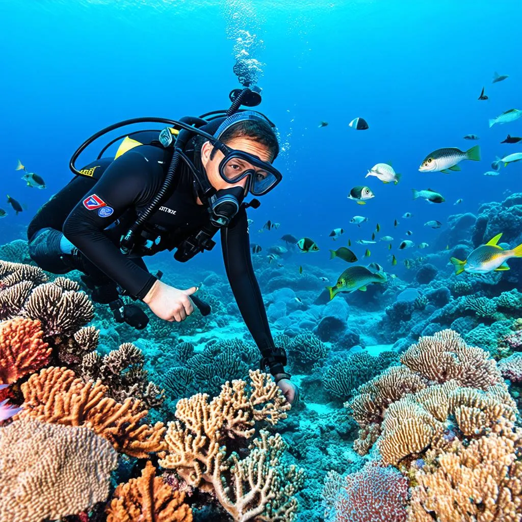 Marine Biologist Studying Coral