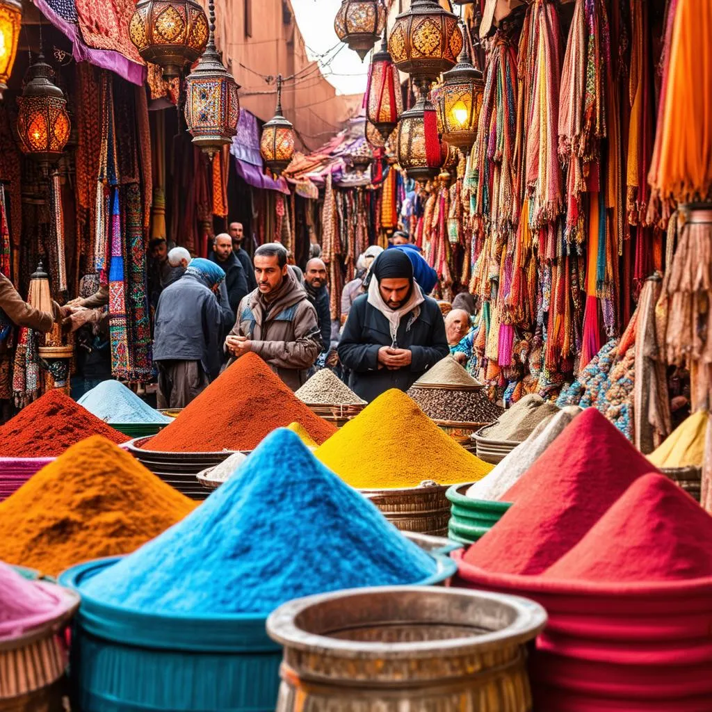 Bustling marketplace in Marrakech