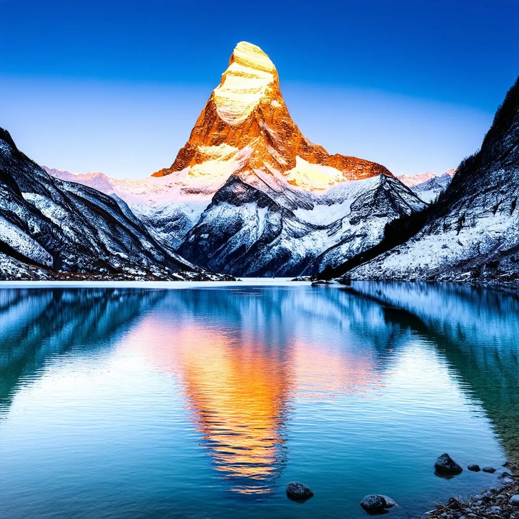 Matterhorn reflecting in Stellisee Lake