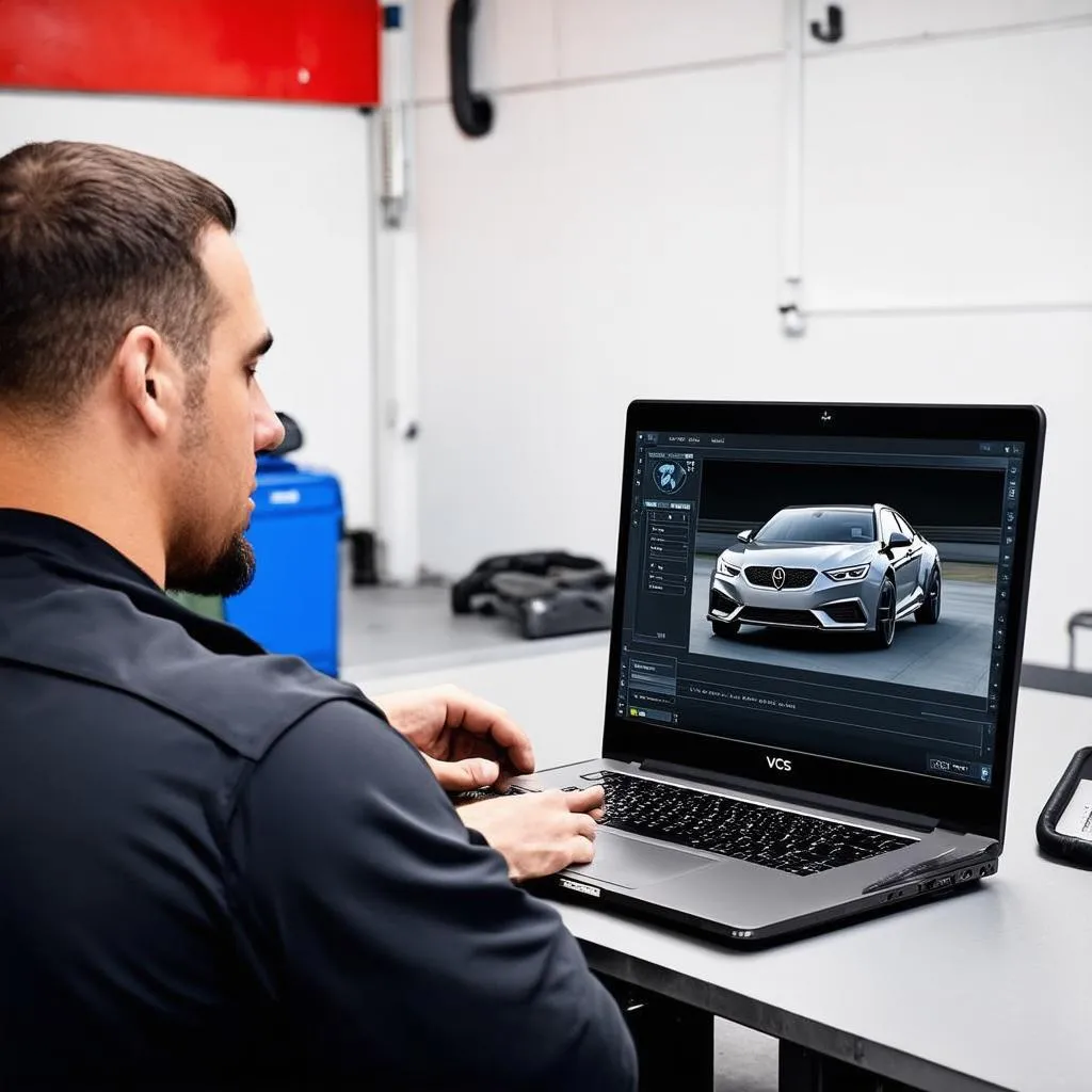 Mechanic Using VCDS Laptop