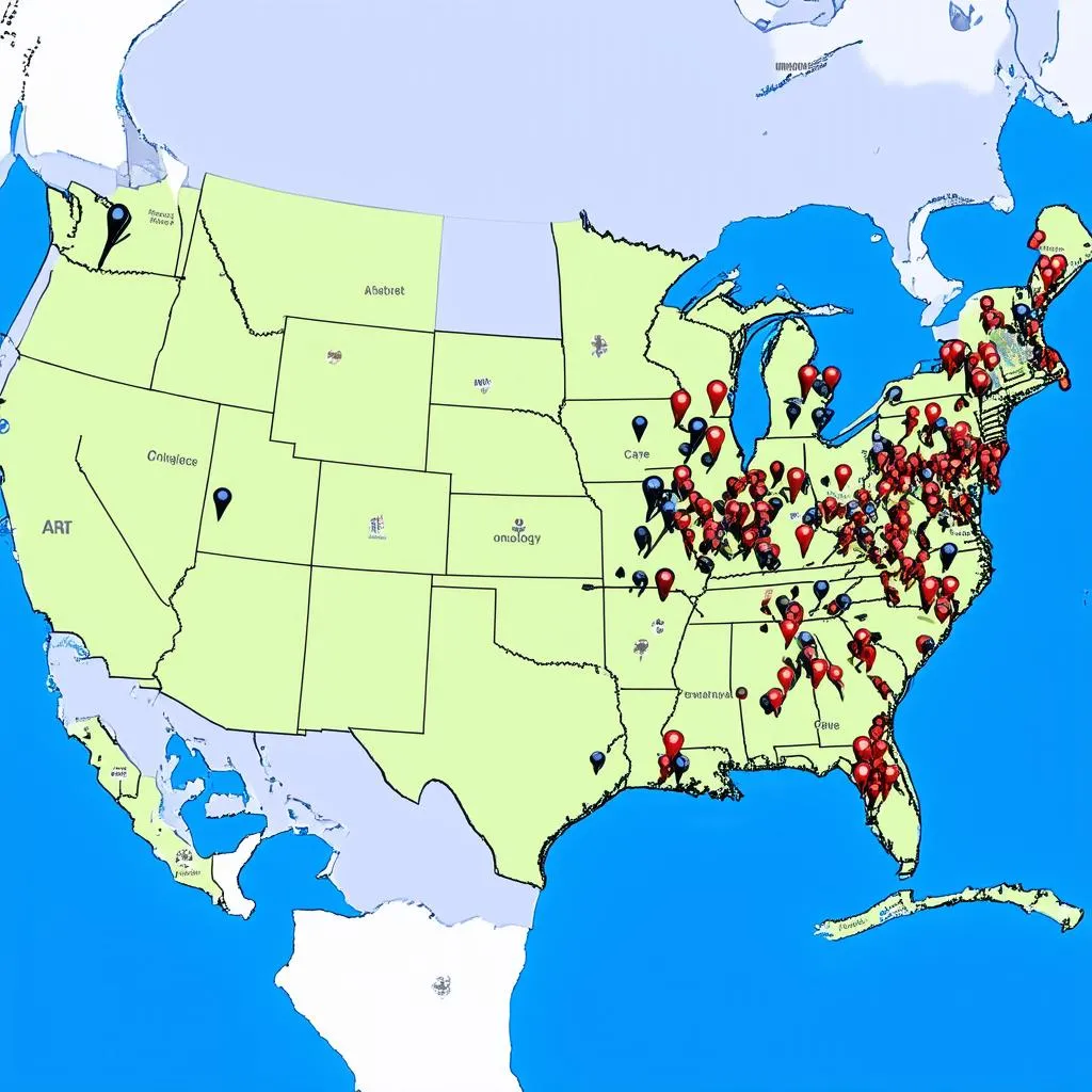 Map showing medical travel destinations