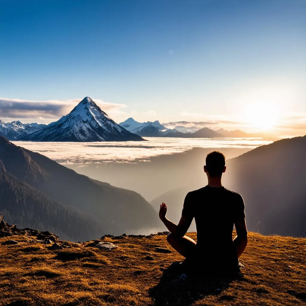 Meditating on Serene Mountaintop