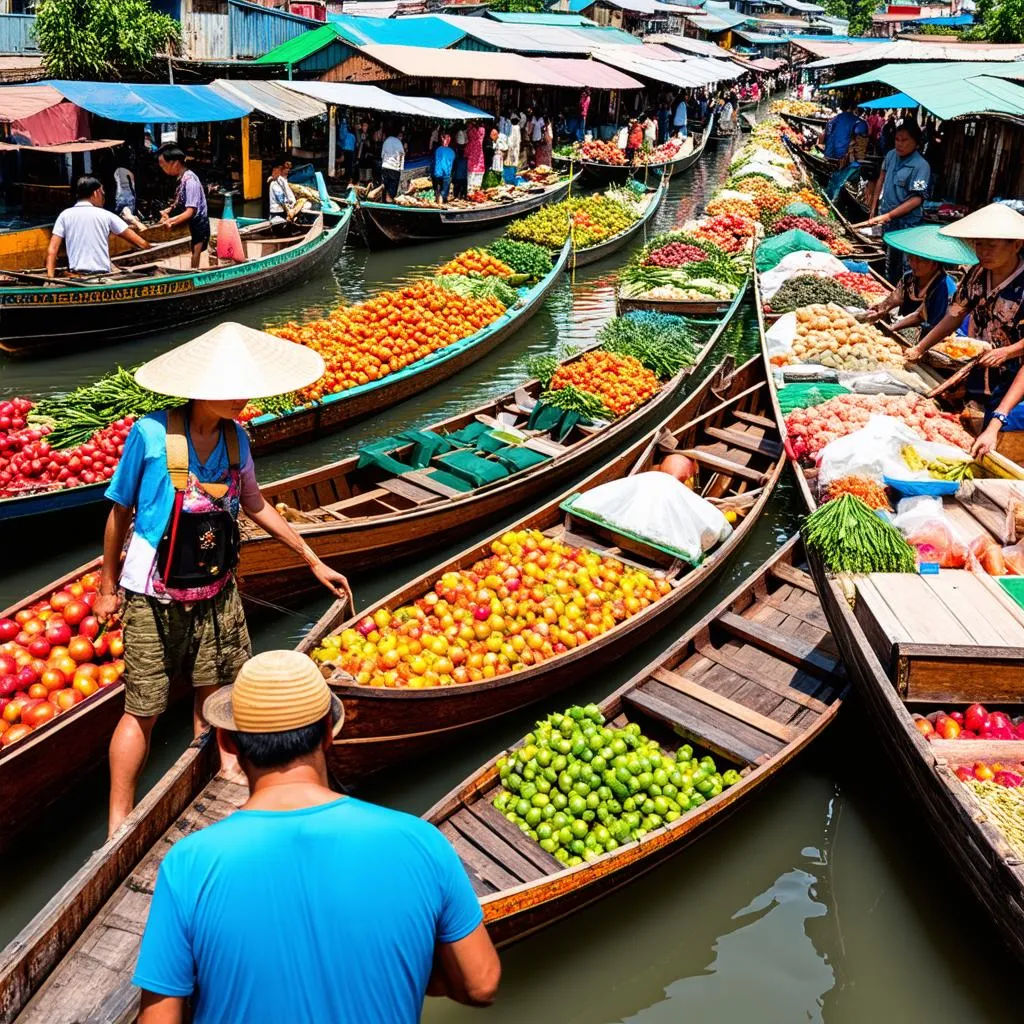 Vibrant Boats in Mekong Delta