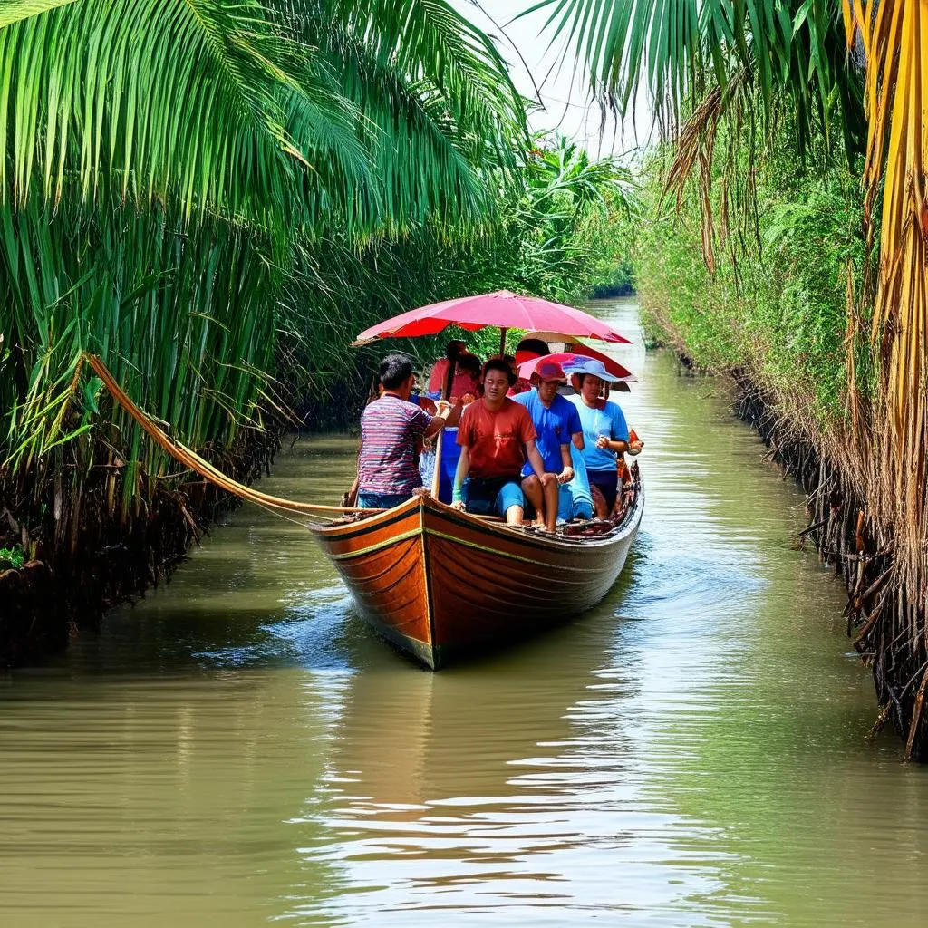 Tourist Boat on Mekong Delta Vietnam