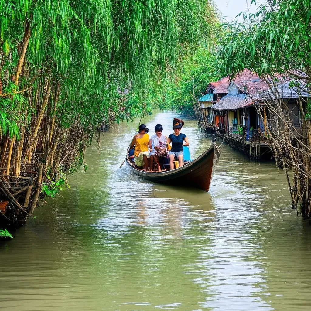 Serene boat ride through the Mekong Delta