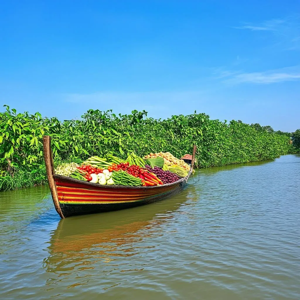 Vibrant Boats on the Mekong Delta