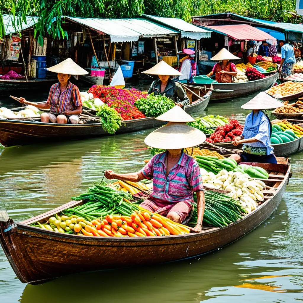 Floating Market in the Mekong Delta