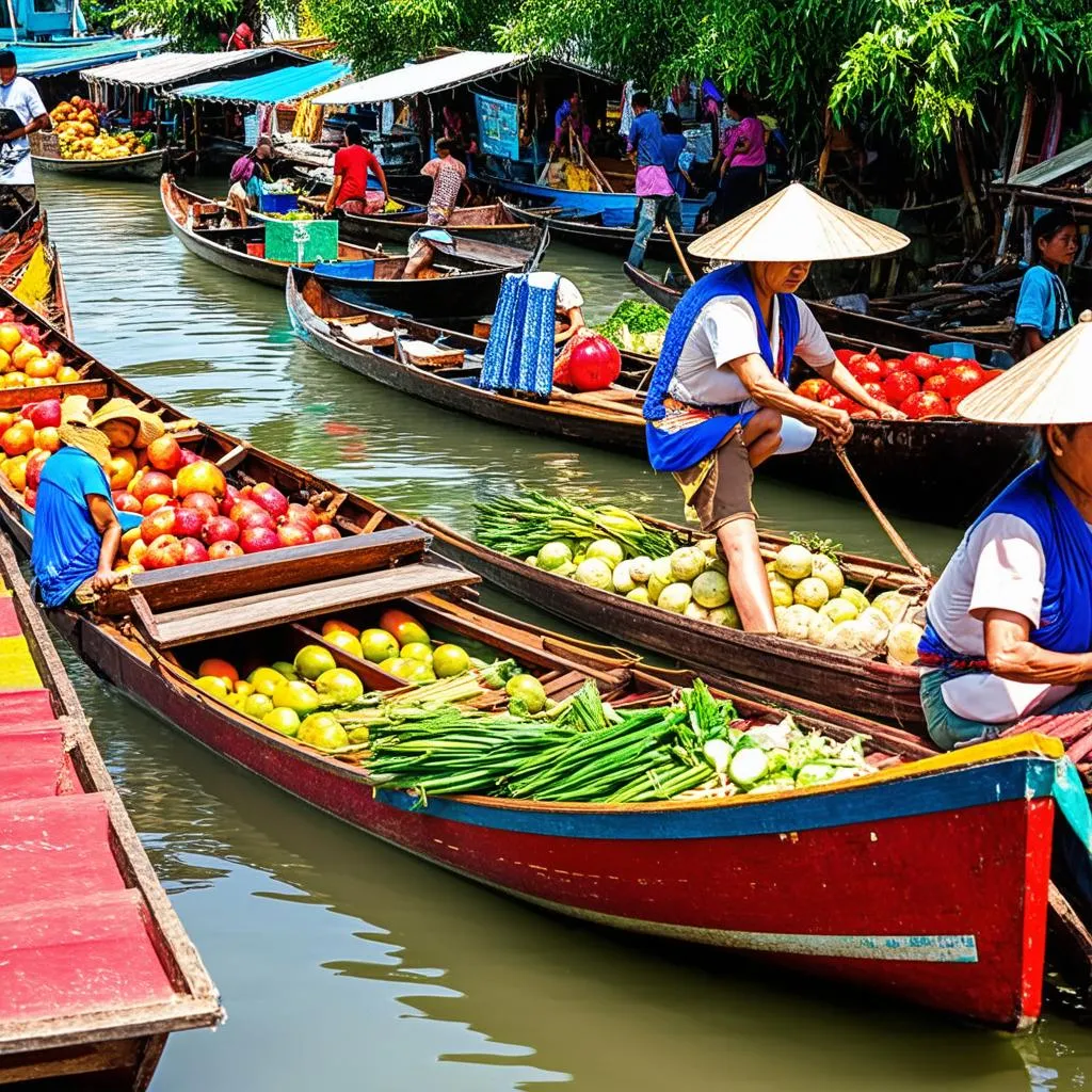 Floating market in the Mekong Delta