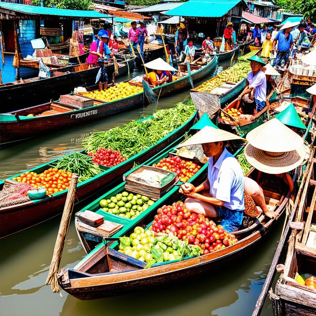 Floating Market in the Mekong Delta