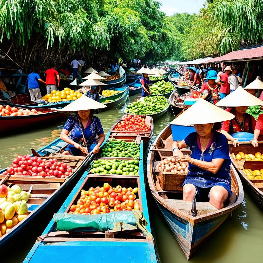 Floating market in the Mekong Delta