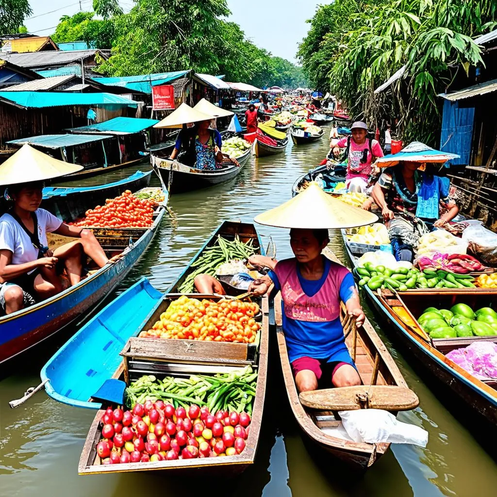 Floating Market in Mekong Delta