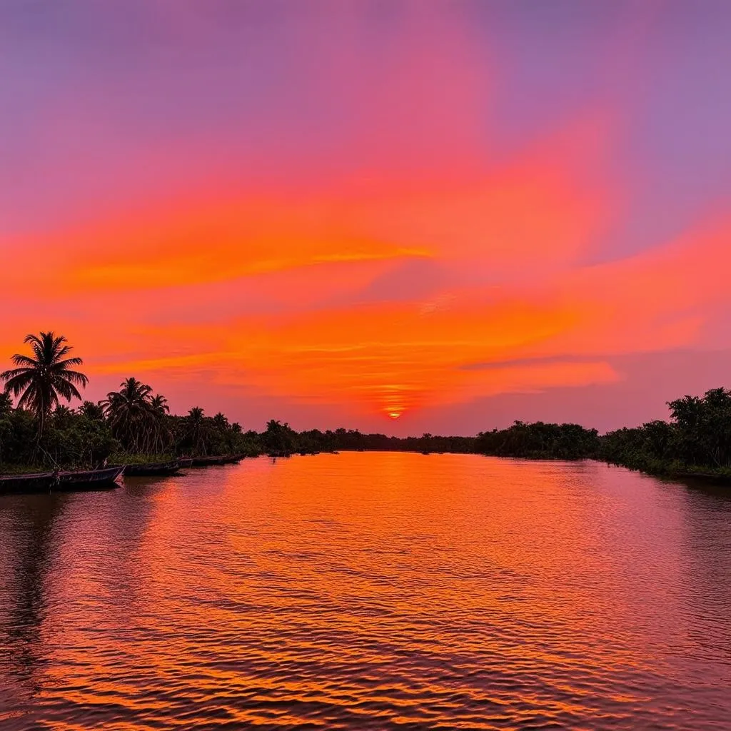 Sunset over the Mekong Delta