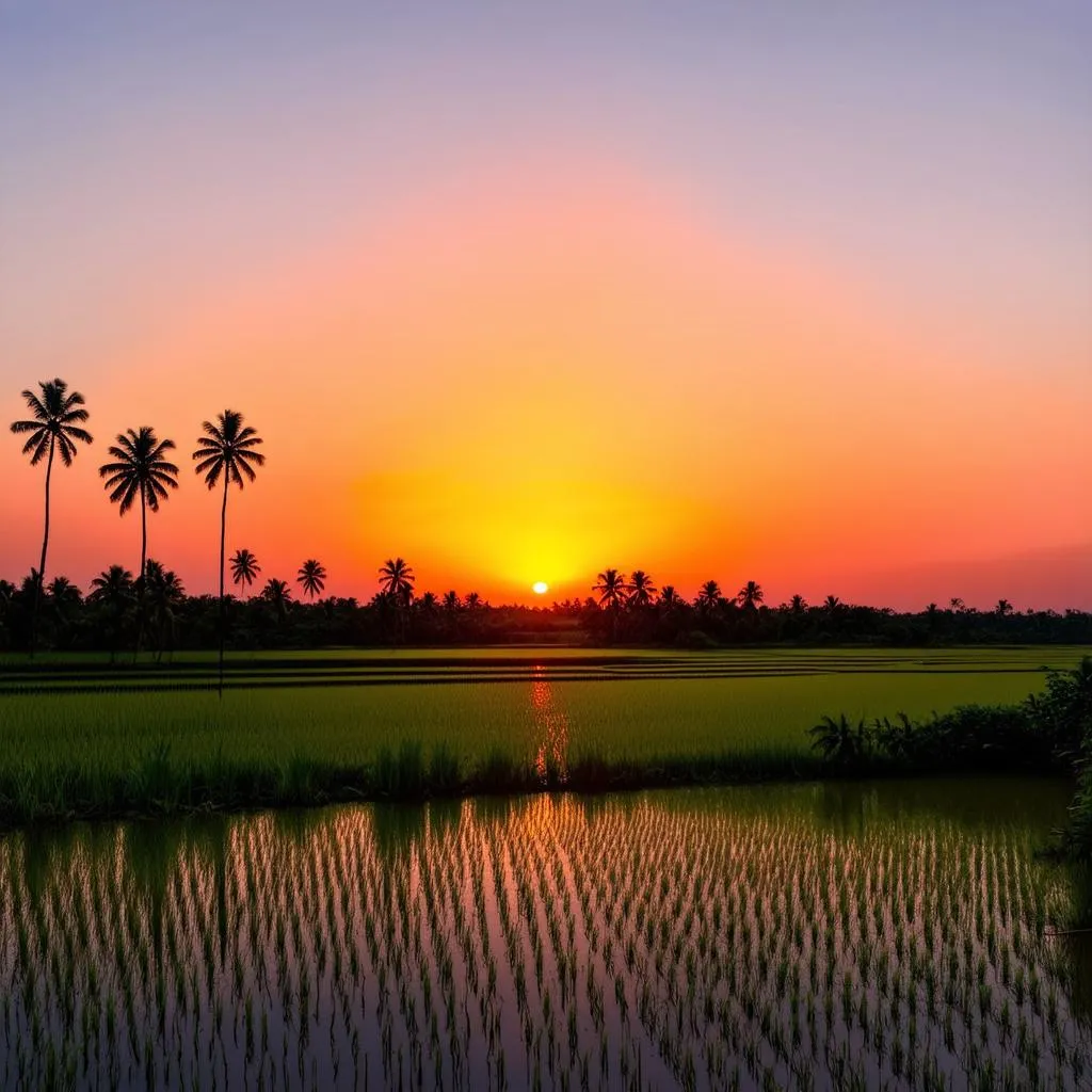 Sunset over the Mekong Delta