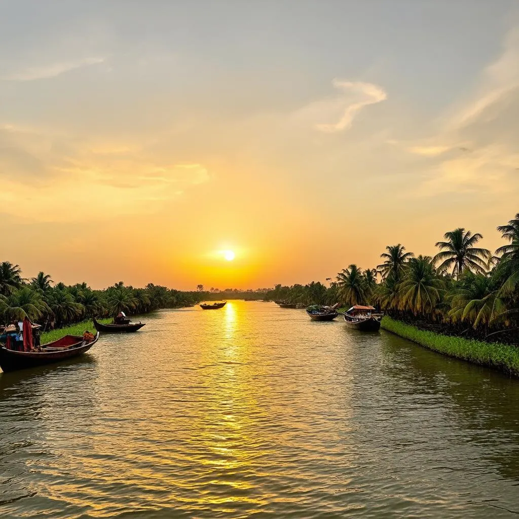 Sunset over Mekong Delta