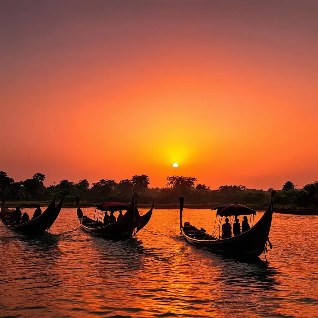 Sunset over the Mekong River