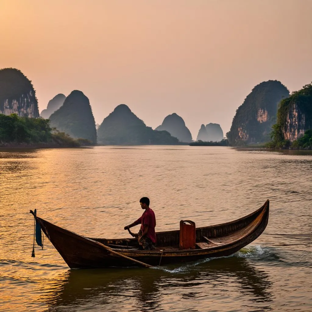 Sunset over Mekong River