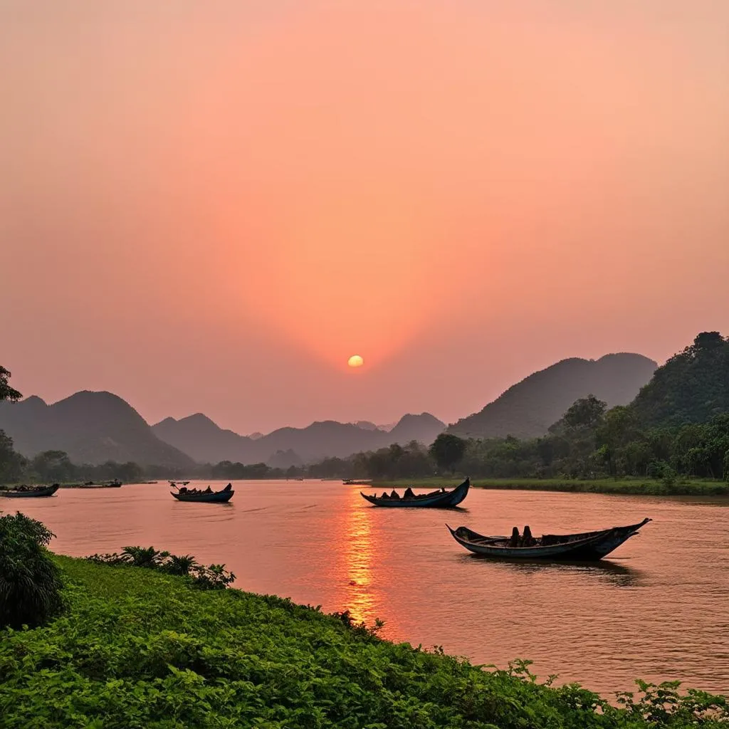 Sunset over Mekong River