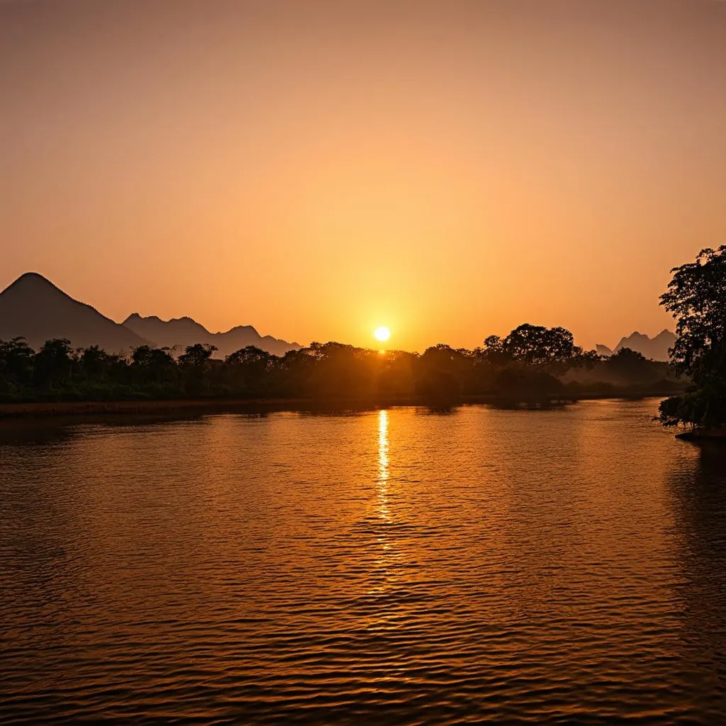 Sunset over Mekong River