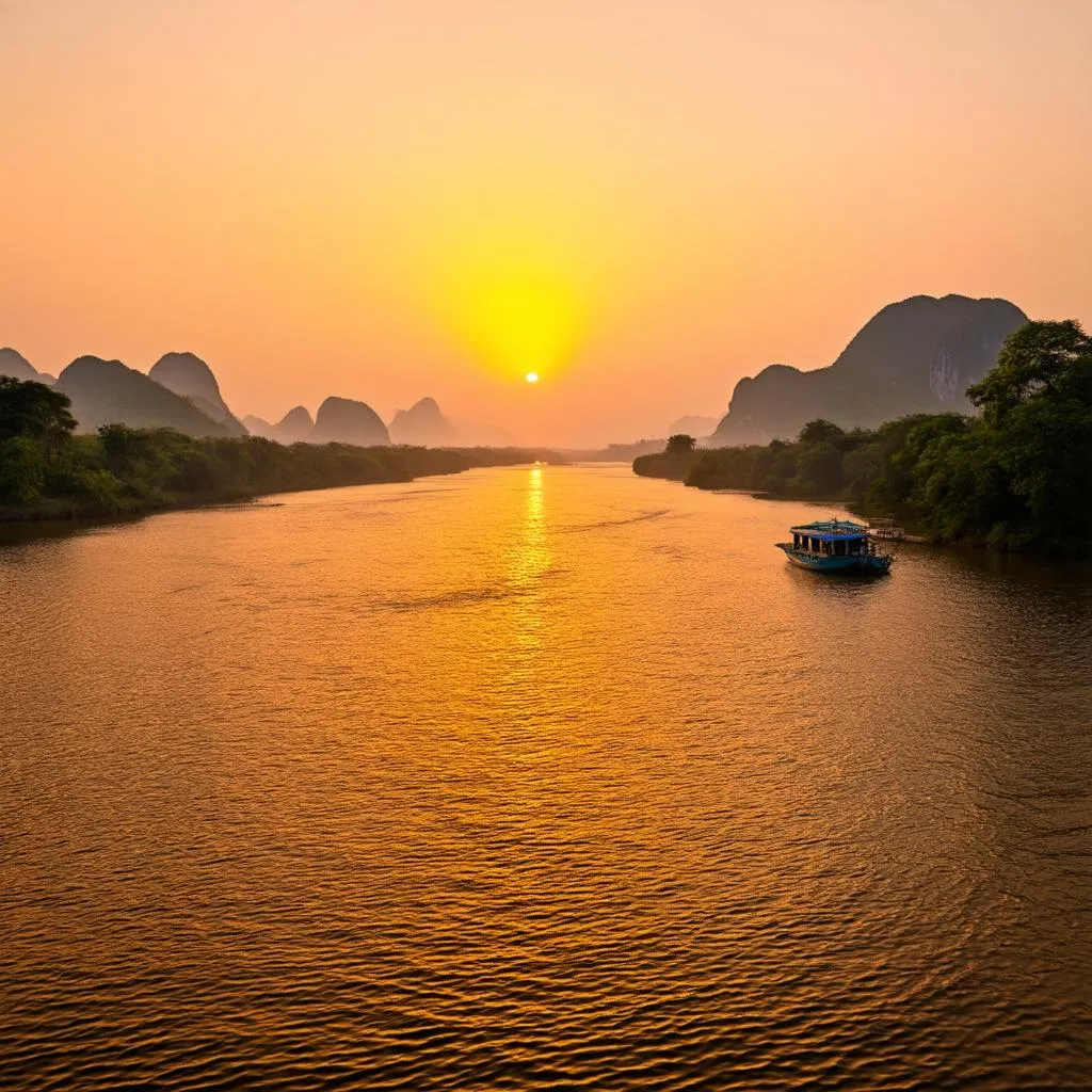 mekong river sunset