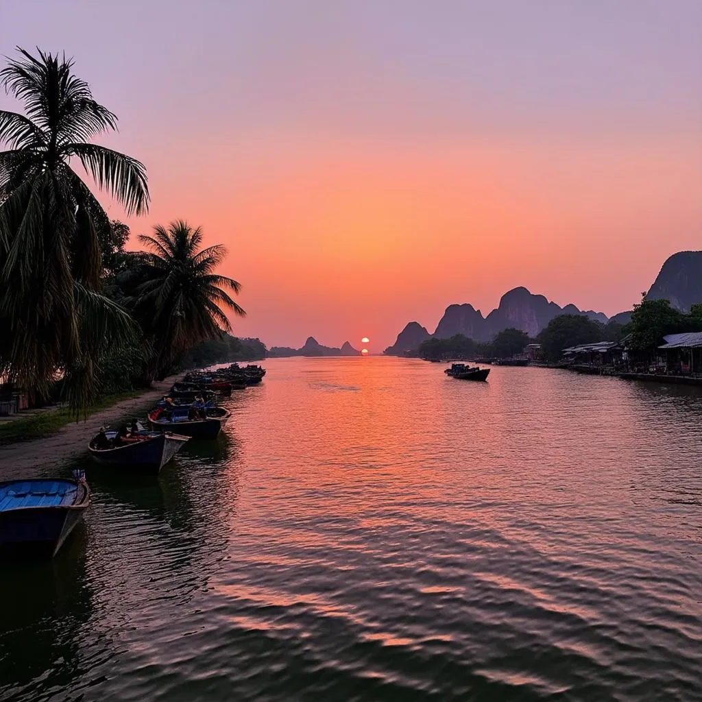 Mekong River Sunset in Tan Chau